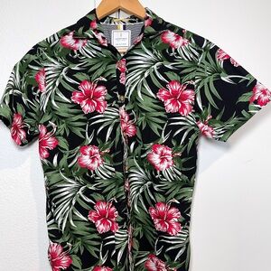 Hawaiian Tropical Floral Men's Button Down Shirt